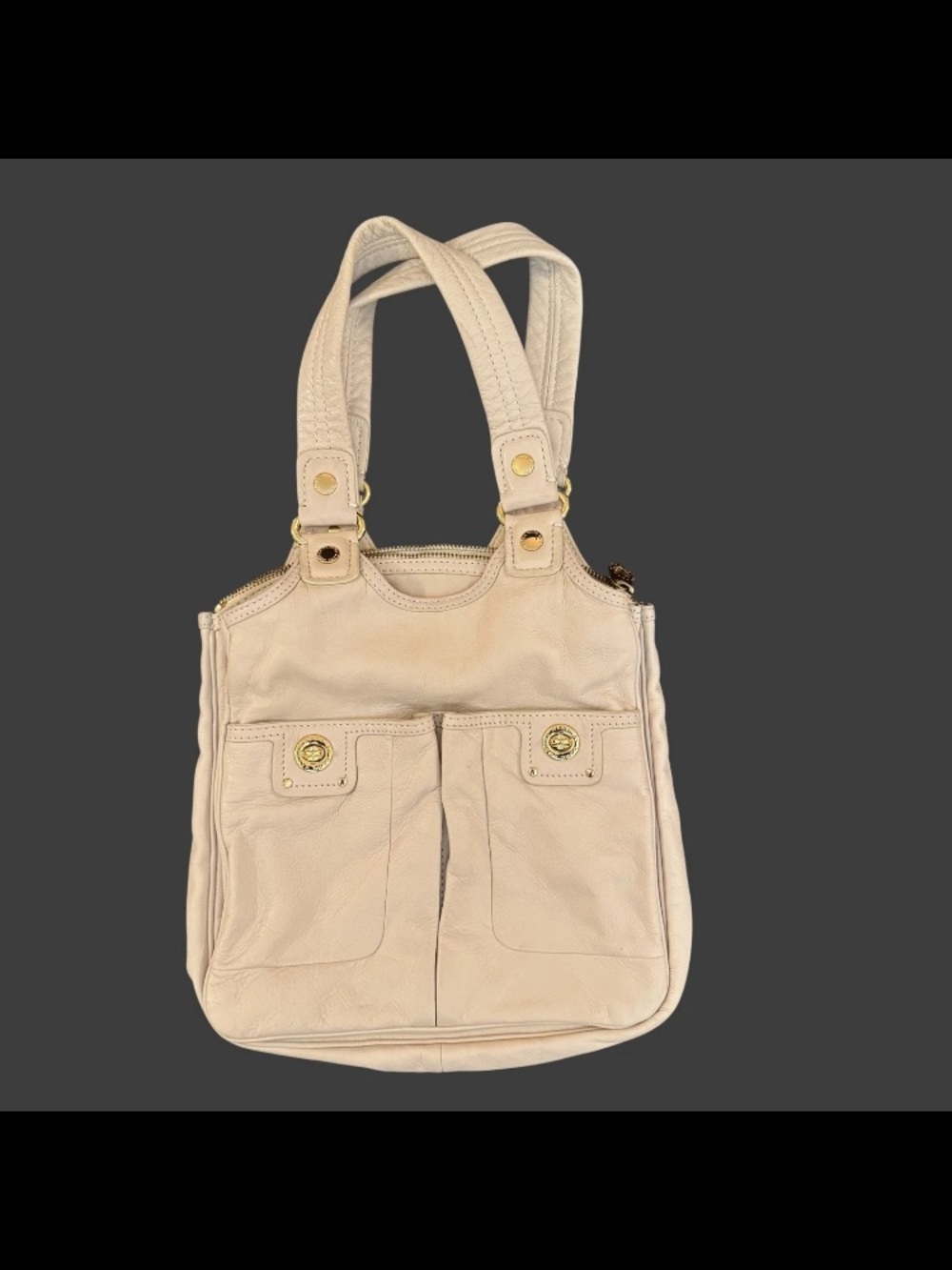 Marc by Marc Jacobs Cream Leather Q Satchel with Double Handles